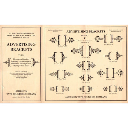 American Type Founders Company Advertising Brackets Catalog Booklet AD8-R3