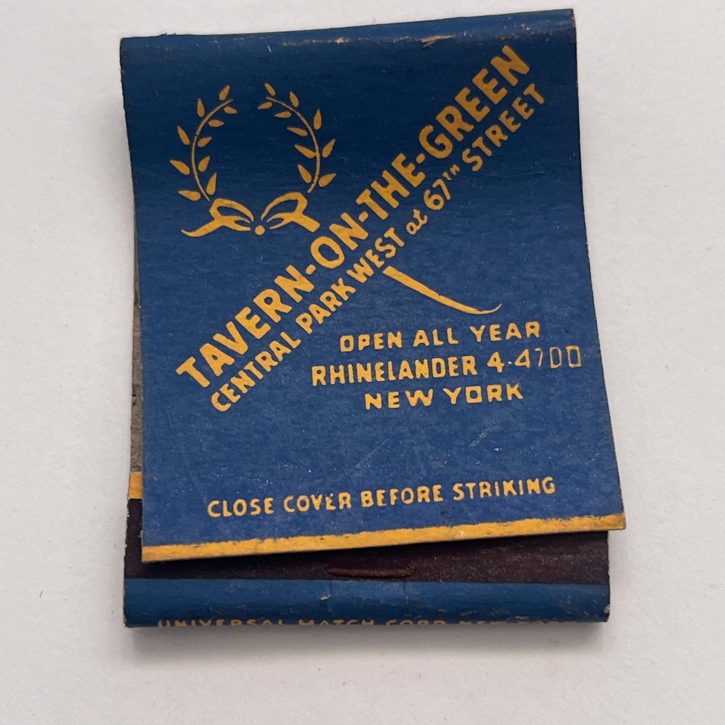 Claremont Inn Tavern-On-The-Green NY Vintage Matchbook Cover TB8-MB-7