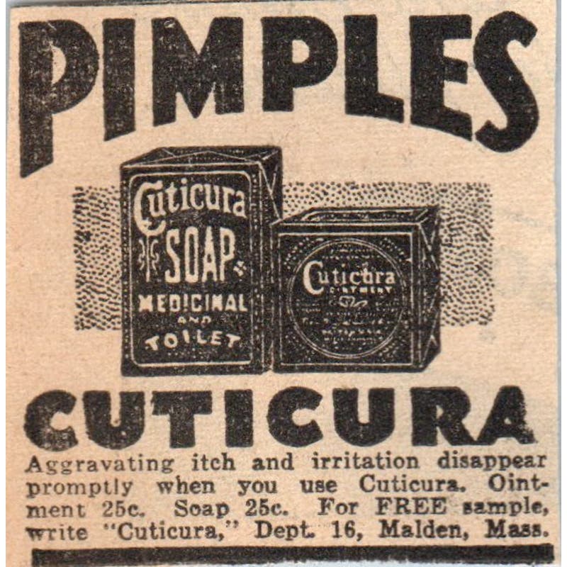 Cuticura Pimple Remedy Malden MA 1935 Minneapolis Journal Advertisement AE7-H2