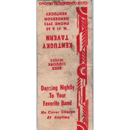 Kentucky Tavern Henderson KY Vintage Matchbook Cover SD4-Y8