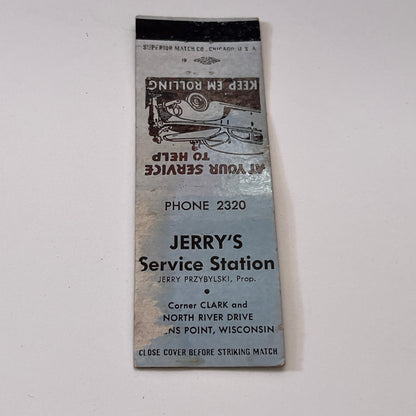 Jerry's Service Station Jerry Pryzbylski Stevens Point WI Matchbook TB6-MB1-15