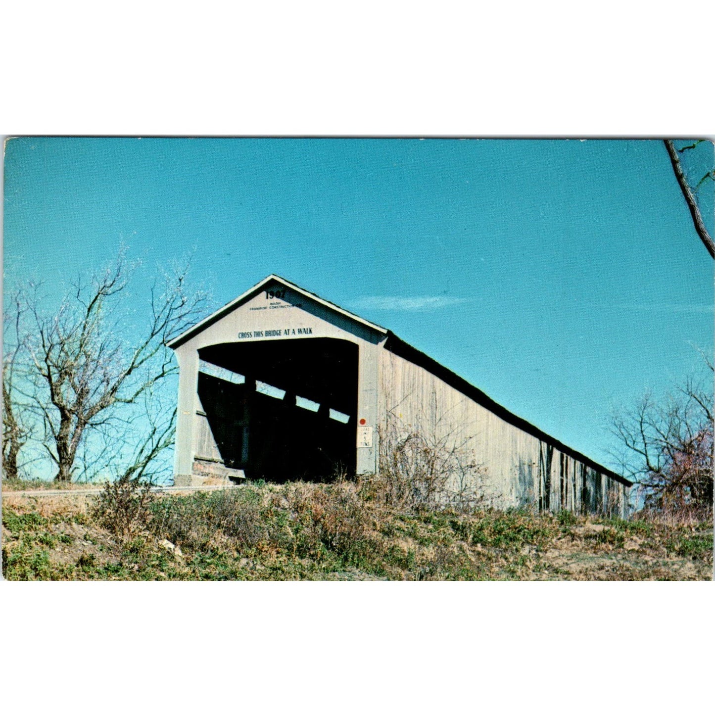 Adams Bridge Little Raccoon Creek Parke County IN Covered Bridge Postcard PC8