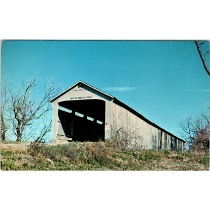 Adams Bridge Little Raccoon Creek Parke County IN Covered Bridge Postcard PC8