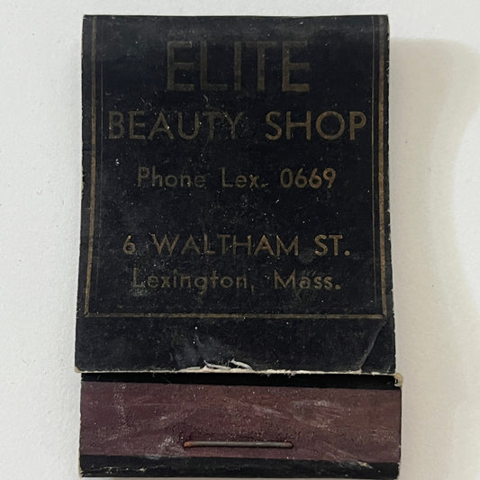 Elite Beauty Shop 6 Waltham St Lexington MA Vintage Matchbook Cover TB6-MB1-3