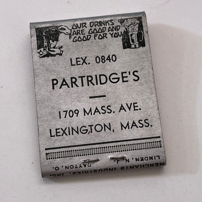 Partridge's Ice Cream Made in Lexington MA Vintage Matchbook Cover TB8-MB3-3