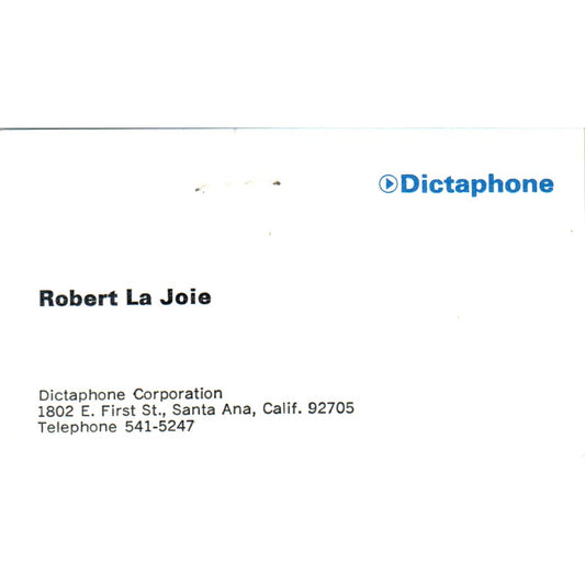 Robert La Joie Dictaphone Corp Santa Ana CA Vintage Business Card SE3-B3