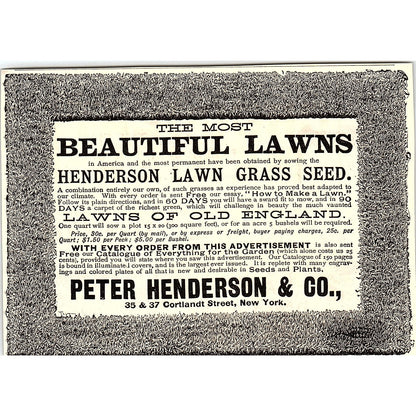 Peter Henderson & Co Lawn Grass Seed New York 1892 Ad AG2-H6