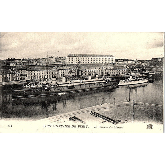Port Militaire De Brest La Caserne Des Marins French Antique Postcard PE11