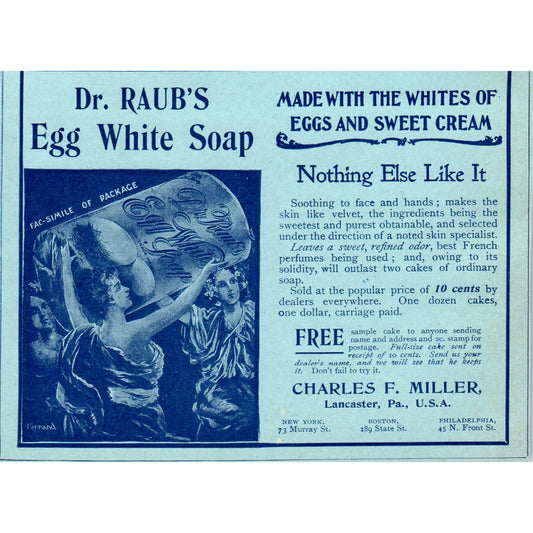 Raub's Egg White Soap Charles F. Miller Lancaster 1897 Victorian Ad AE9-TS3