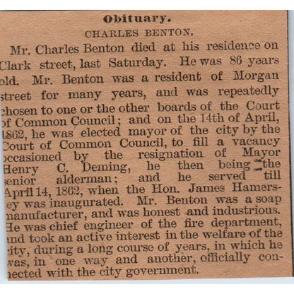 Charles Benton Obituary Morgan Street Hartford 1886 Newspaper Ad AF7-E5