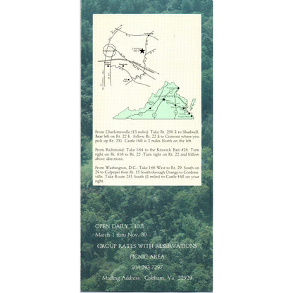 Vintage Castle Hill Near Charlottesville Virginia Map & Travel Brochure TF4-B1