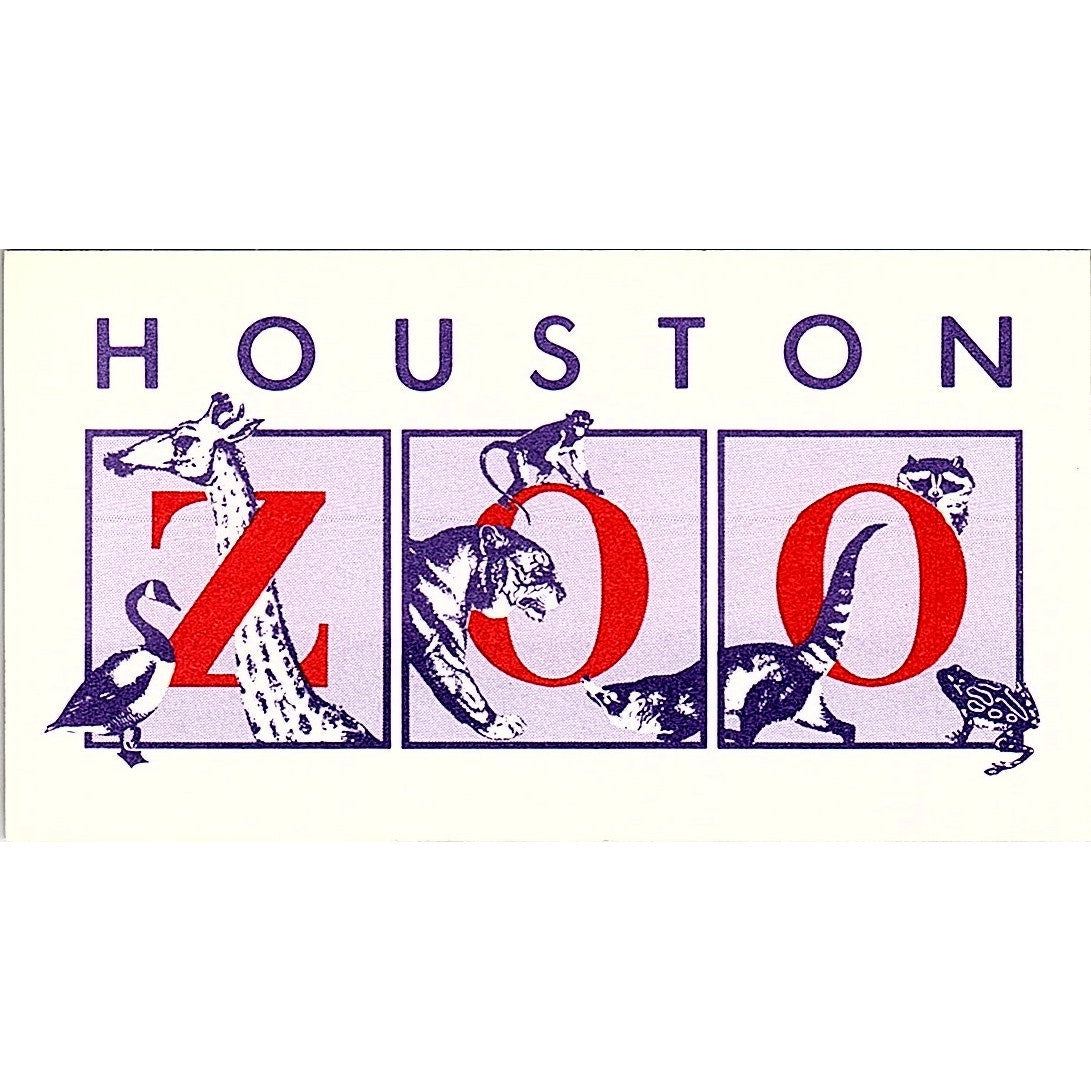 Houston Zoo Houston, Texas Vintage Business Card SF3-B2