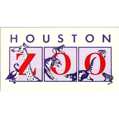 Houston Zoo Houston, Texas Vintage Business Card SF3-B2