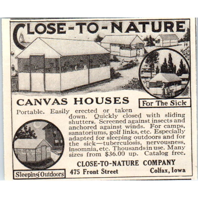 Canvas Houses Close-To-Nature Company Colfax IA 1924 Magazine Ad AF7-SS4