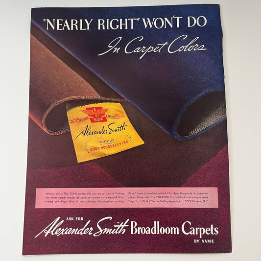 Alexander Smith Broadloom Carpets Tru-Tone Colors W&J Sloane NY 1935 Ad V1-4