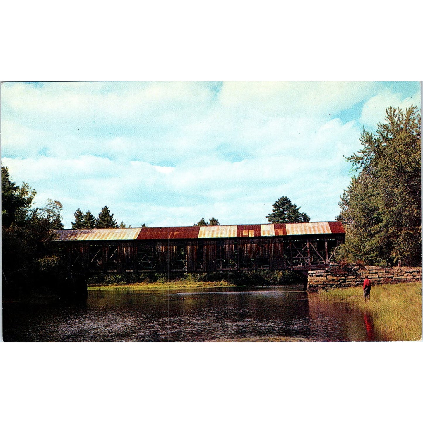 Hemlock Bridge Fryeburg Bridgton Maine Covered Bridge Postcard PB11
