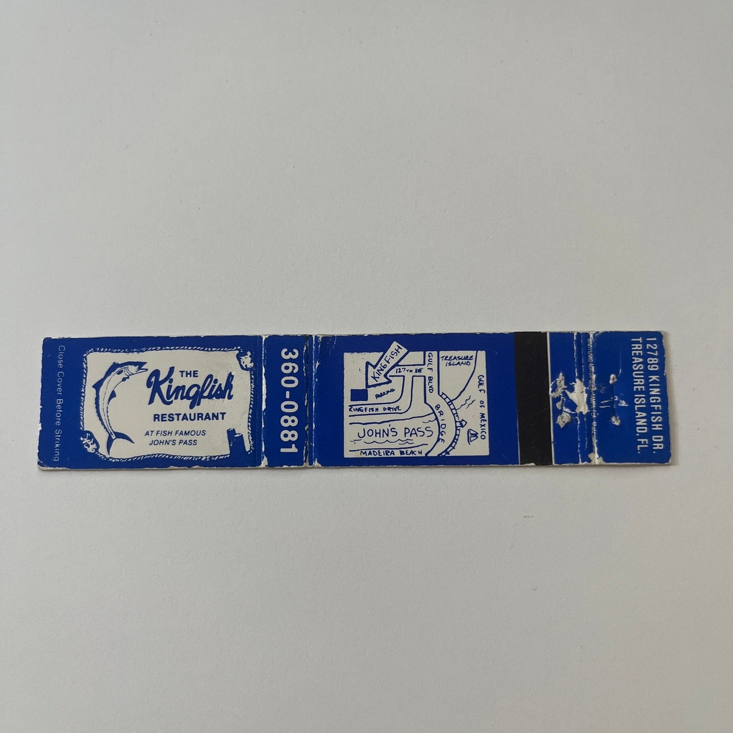 The Kingfish Restaurant at John's Pass Treasure Island FL Matchbook TB6-MB2-9