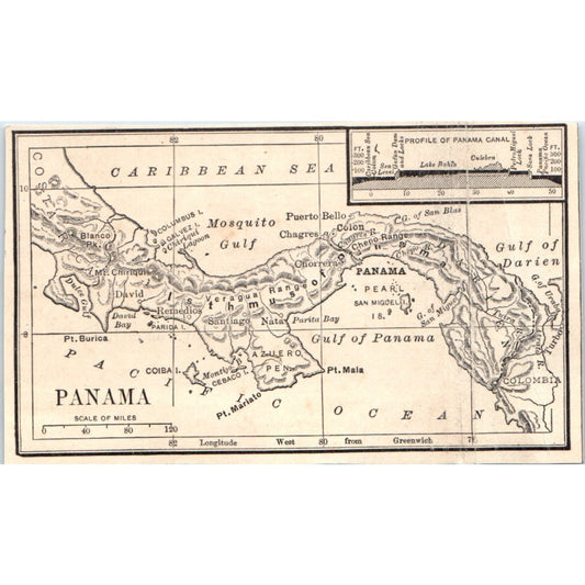 Map of Panama 1901 Engraving AF2-O1