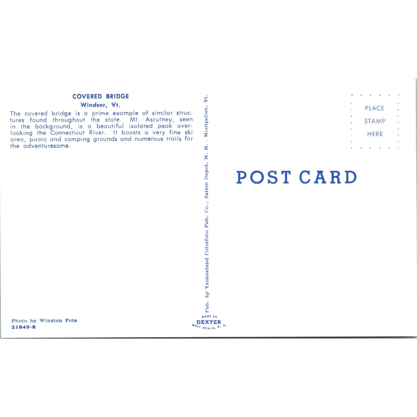 Covered Bridge Windsor VT Vintage Covered Bridge Postcard PD6