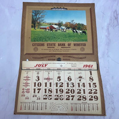1961 Citizens State Bank Calendar Winsted MN V23