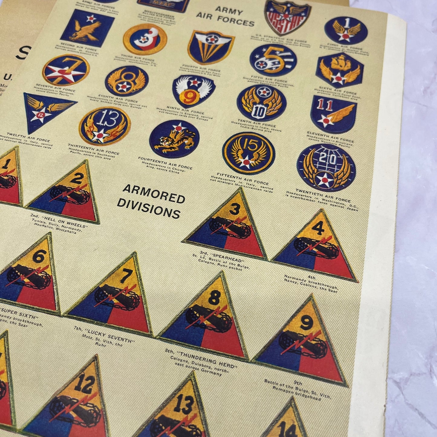 US Army Insignia Patch Chart WWII 1945 Life Magazine 3 Page Article V14-1