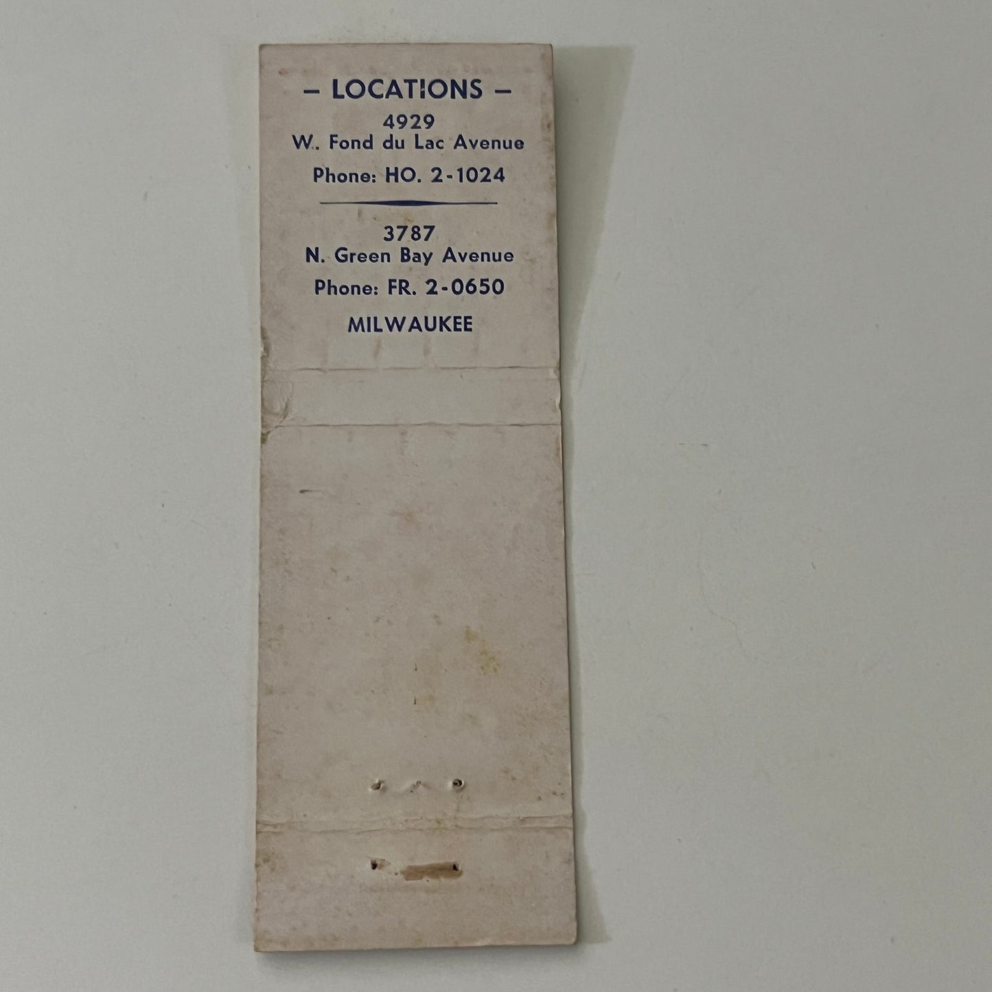 Self-Service Laundries Inc Fond Du Lac Milwaukee Vintage Matchbook Cover MB8-6