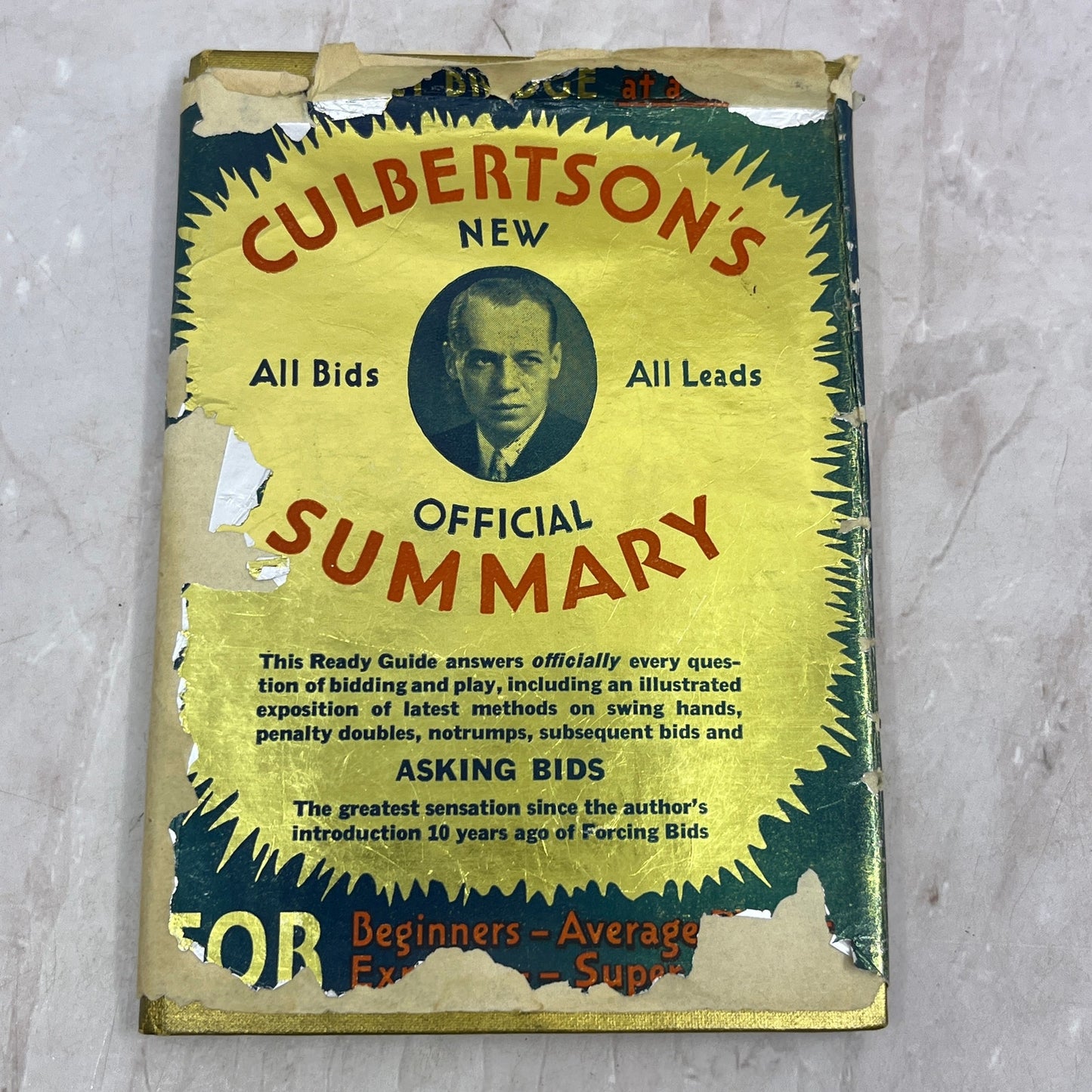 1936 Culbertson's Summary Contract Bridge At A Glance New Official HC/DJ TA9-E1