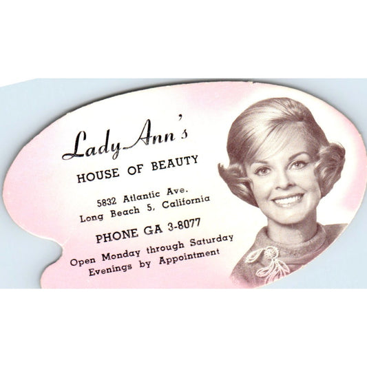 Lady Ann's House of Beauty Long Beach Appointment Vintage Business Card SD8-B10