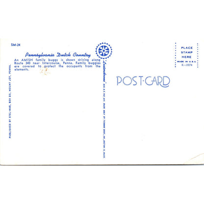 Amish Family Buggy Route 340 Intercourse Pennsylvania Dutch Country Postcard PD7