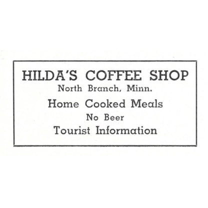 Hilda's Coffee Shop North Branch MN 1940 Magazine Ad AF1-SS5