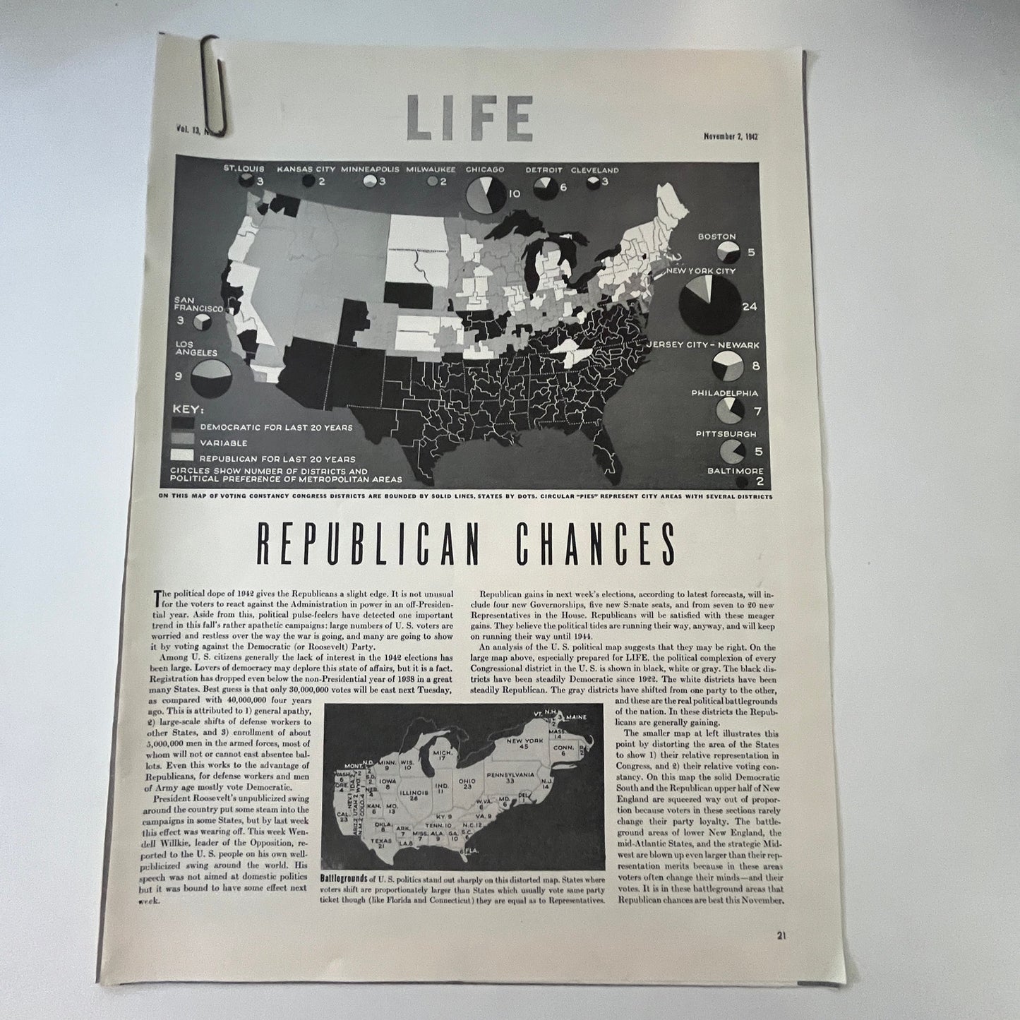 1942 Republican Chances 4 Pages 1940s WWII Era Article V30-1