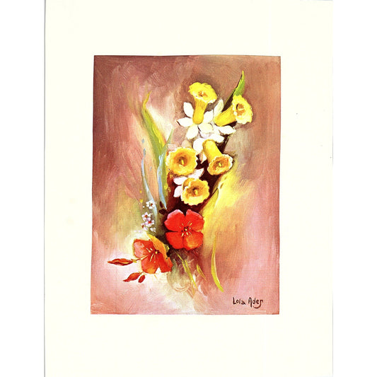 Lola Ades Daffodil Bouquet Painting Vintage Art Print 5x6 V12