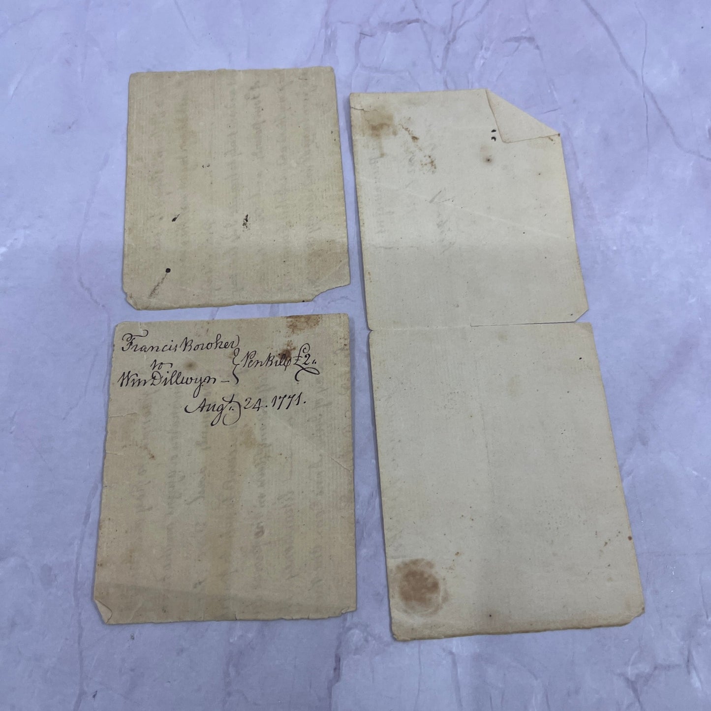 1771 Original Promissory Note to William Dillwyn From Francis Boroker TB8-OD