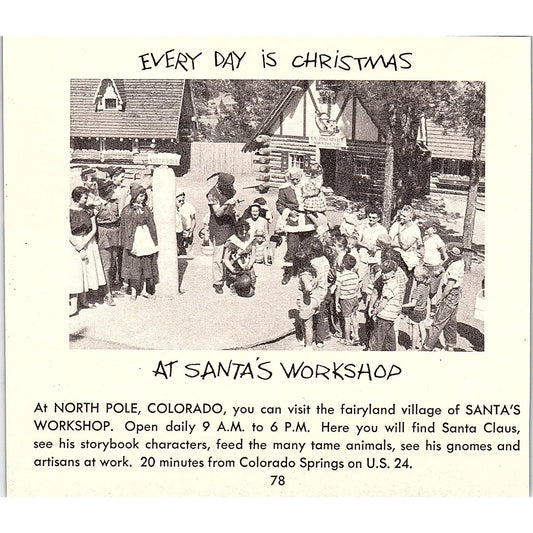 Santa's Workshop North Pole CO 1958 Ad AG1-H4