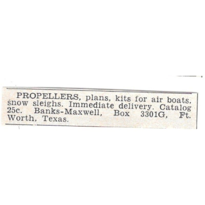 Propellers - Banks-Maxwell, Fort Worth Texas 1955 Ad AG1-S7