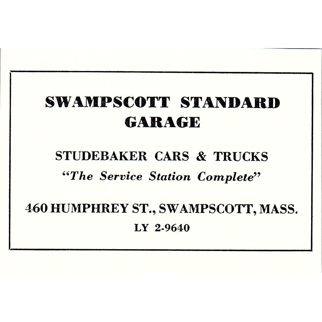 Swampscott Standard Garage Studebaker Swampscott MA 1950 Ad AF6-M6