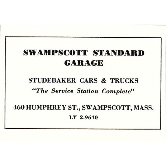 Swampscott Standard Garage Studebaker Swampscott MA 1950 Ad AF6-M6