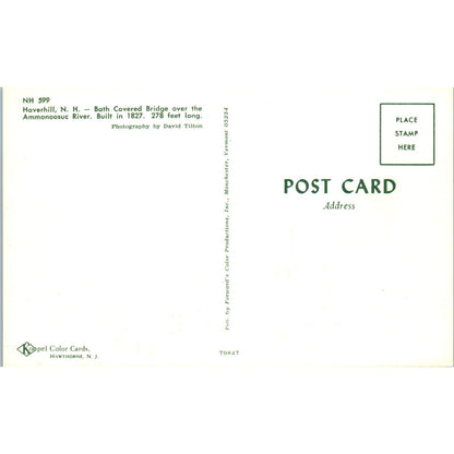 Bath Bridge Haverhill Ammonoosuc River New Hampshire Covered Bridge Postcard PC3