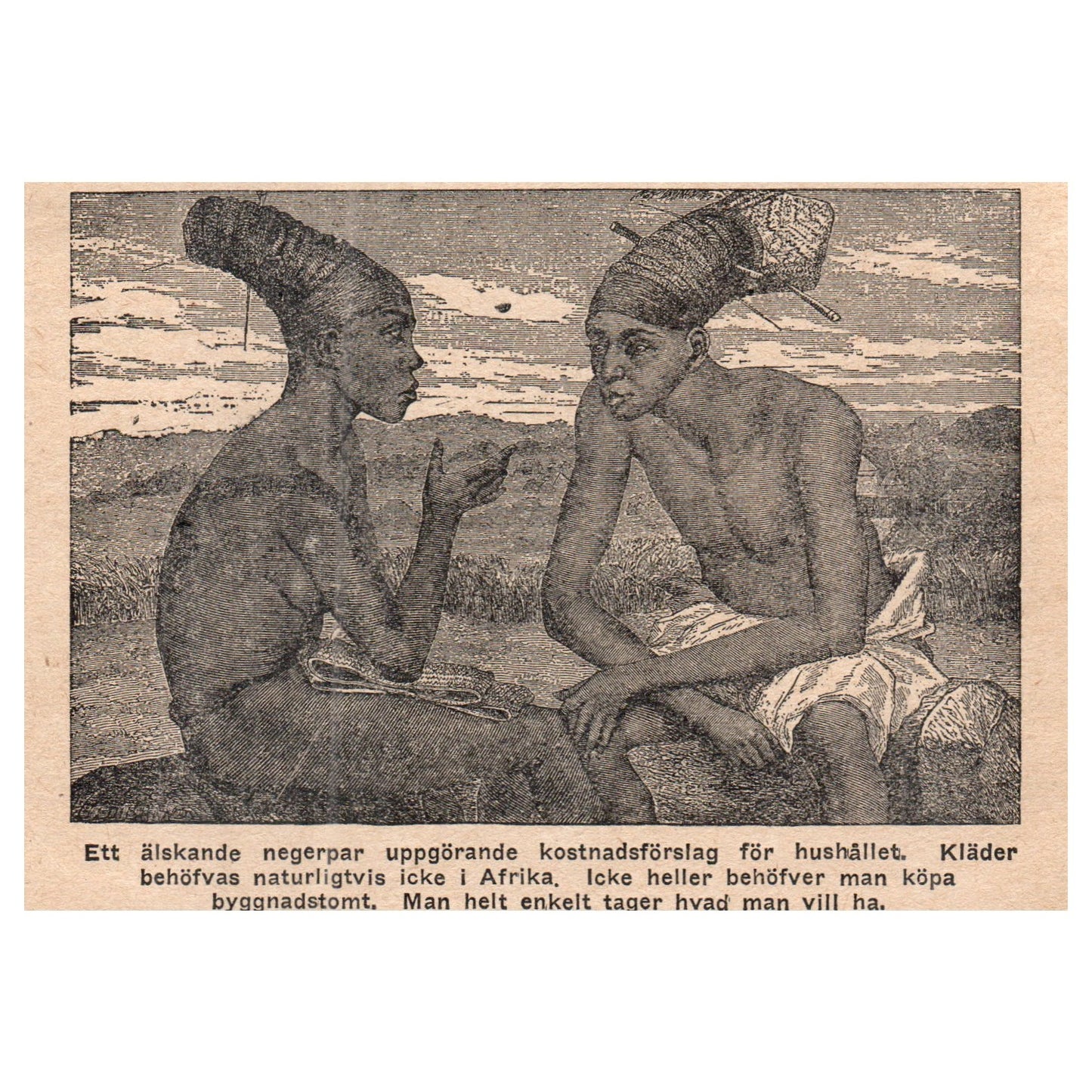 Ett älskande negerpar uppgörande kostnadsförslag för 1909 Swedish Print AF5-13