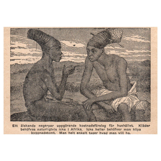 Ett älskande negerpar uppgörande kostnadsförslag för 1909 Swedish Print AF5-13