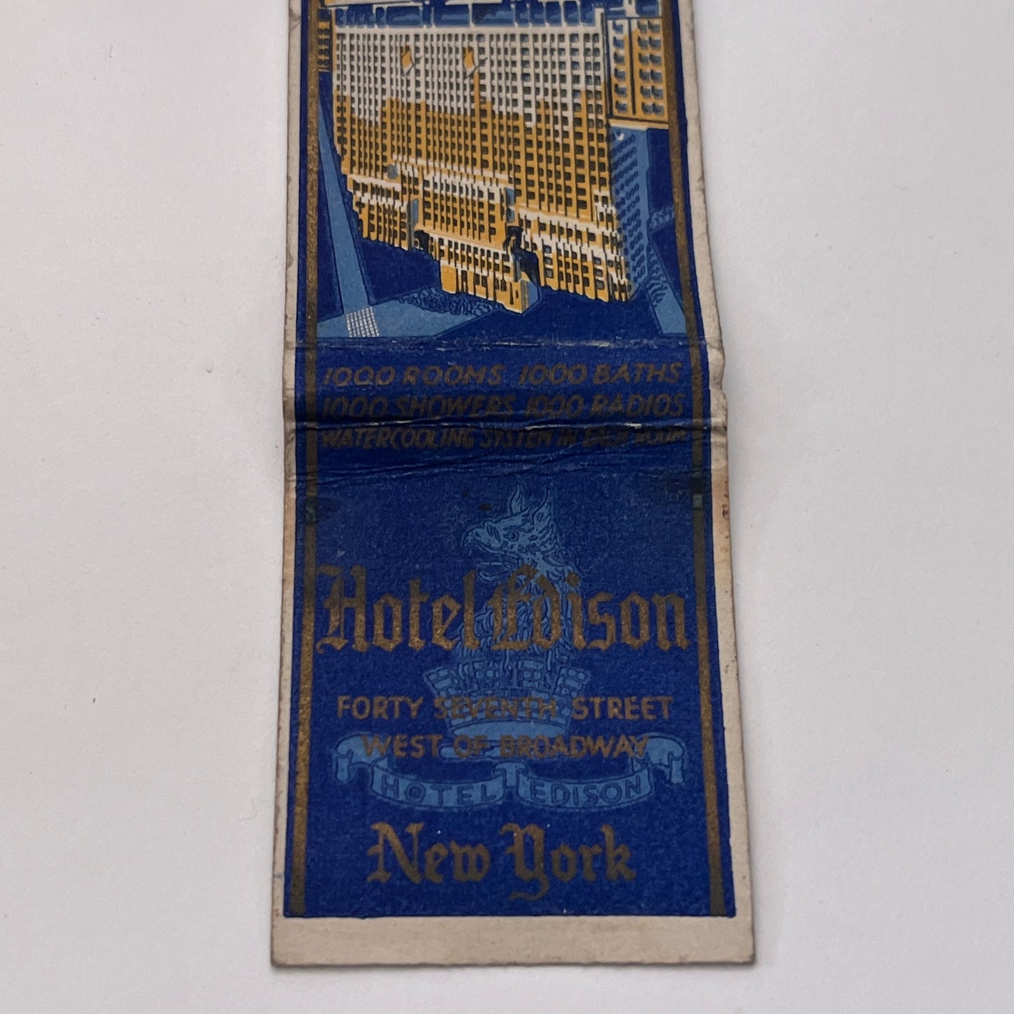 Hotel Edison Broadway New York Vintage Matchbook Cover TB8-MB-11