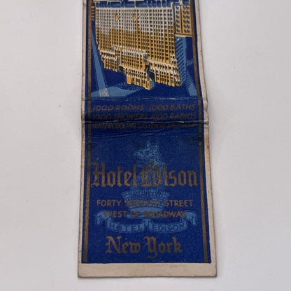 Hotel Edison Broadway New York Vintage Matchbook Cover TB8-MB-11