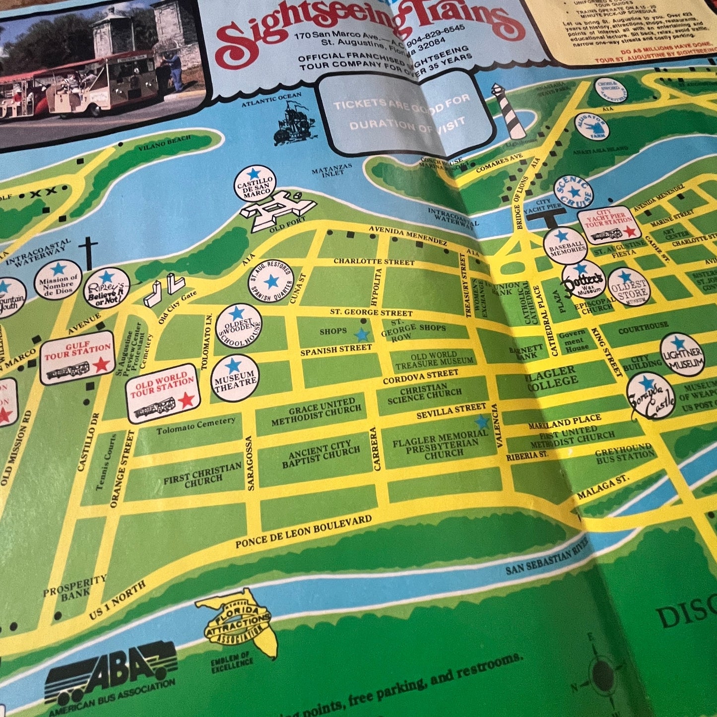 St. Augustine by Sightseeing Trains Fold Out Map 1989 Ad AF9-2