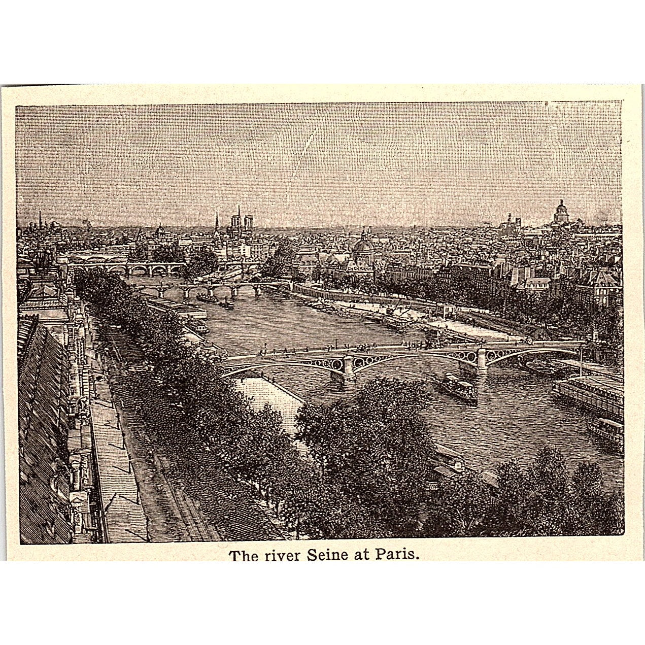 The River Seine at Paris 3x4" 1901 Engraving AF6-M14