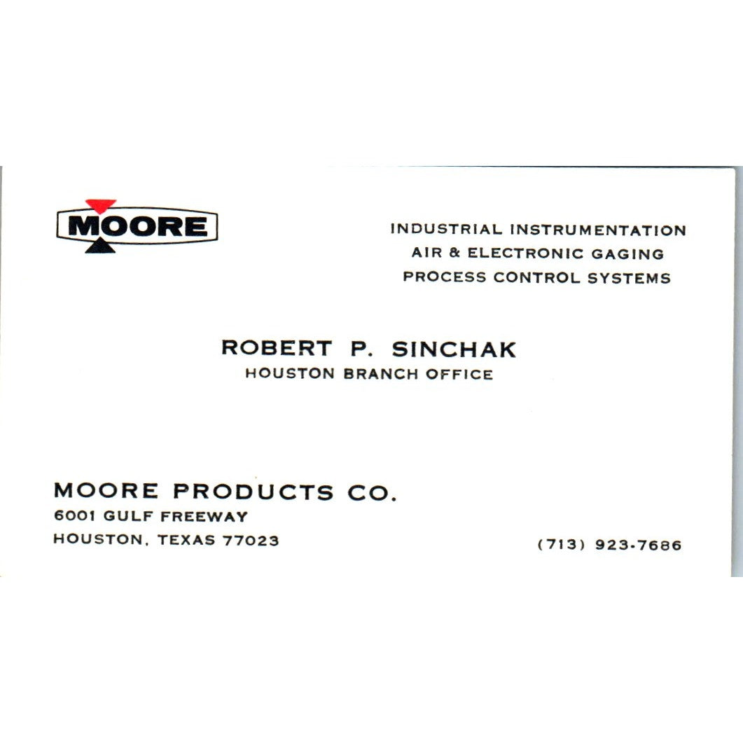 Robert P Sinchak Moore Products Co Houston Vintage Business Card SE3-B10