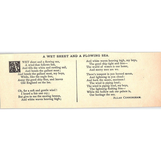 A Wet Sheet and a Flowing Sea - Allan Cunningham 1884 Poem AG3-H2
