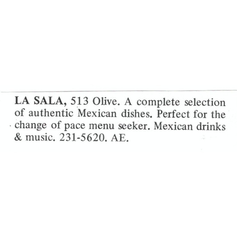 La Sala Mexican Restaurant St. Louis 1971 Magazine Ad AD8-O1