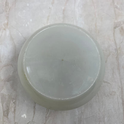 Vintage Celluloid Trinket Box Round Floral White Hinged Lid 4.25” TF5