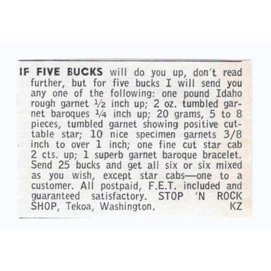 Stop 'N Rock Shop Tekoa Washington 1964 Magazine Ad AK6-S8