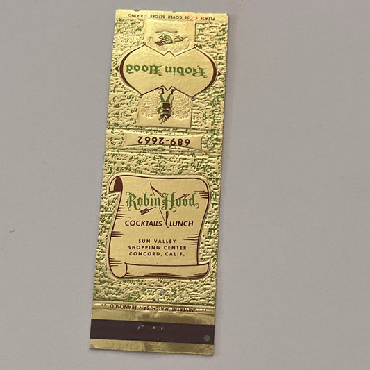 Robin Hood Restaurant Concord CA Vintage Matchbook Cover TB6-MB2-2